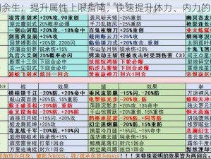 江湖余生：提升属性上限指南，快速提升体力、内力的秘诀