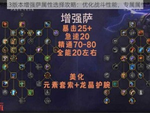 魔兽世界8.3版本增强萨属性选择攻略：优化战斗性能，专属属性配置指南