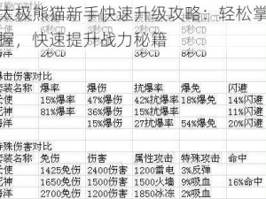 太极熊猫新手快速升级攻略：轻松掌握，快速提升战力秘籍