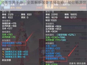 完美世界手游：全面解析装备选择攻略，助你畅游世界