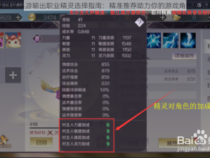 完美世界手游输出职业精灵选择指南：精准推荐助力你的游戏角色战力提升