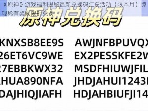 《原神》游戏福利揭秘最新兑换码汇总活动（限本月）惊现稀有奖励限时兑换