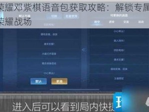 王者荣耀邓紫棋语音包获取攻略：解锁专属语音，畅享荣耀战场