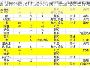 魔兽世界怀旧服TBC猎人专属：最强宠物选择与推荐指南