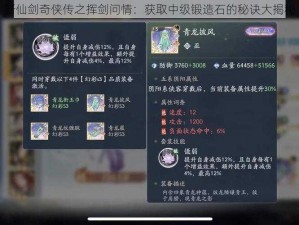 新仙剑奇侠传之挥剑问情：获取中级锻造石的秘诀大揭秘