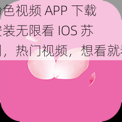 粉色视频 APP 下载安装无限看 IOS 苏州，热门视频，想看就看