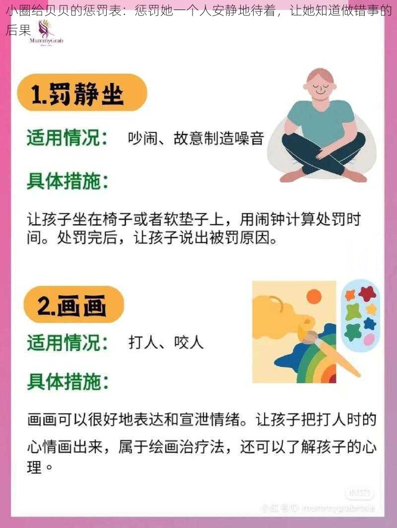 小圈给贝贝的惩罚表：惩罚她一个人安静地待着，让她知道做错事的后果