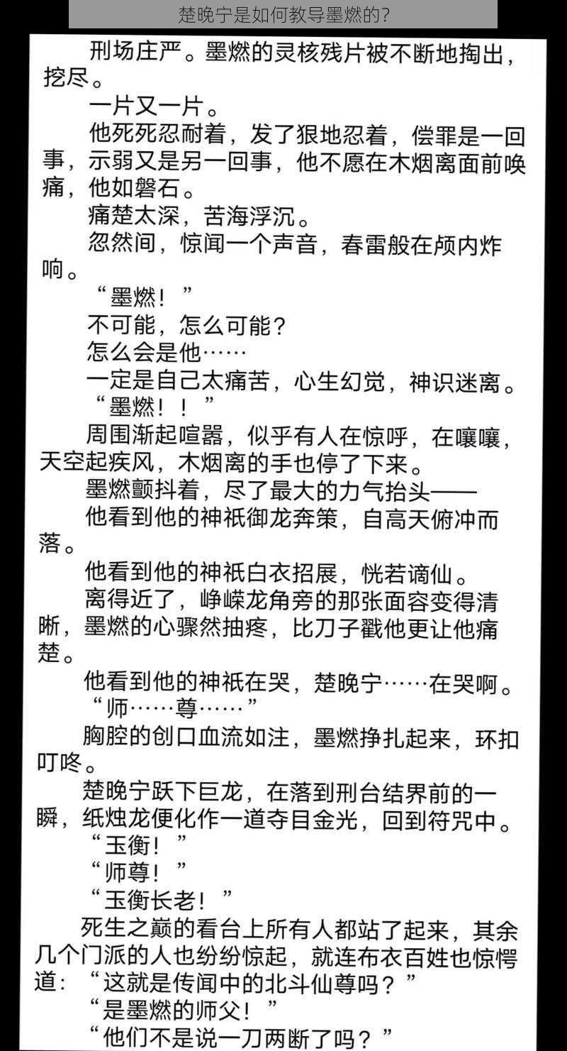 楚晚宁是如何教导墨燃的？