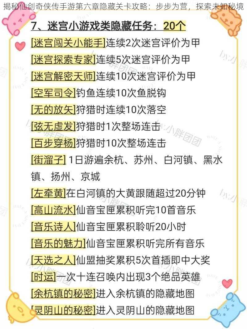 揭秘仙剑奇侠传手游第六章隐藏关卡攻略：步步为营，探索未知秘境