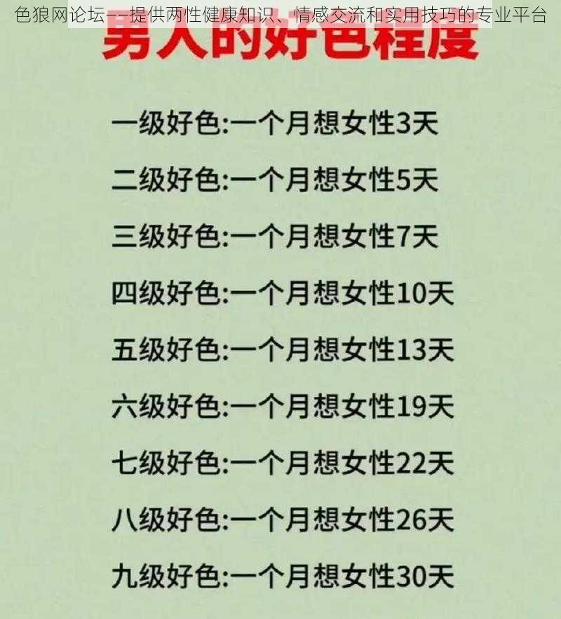 色狼网论坛——提供两性健康知识、情感交流和实用技巧的专业平台