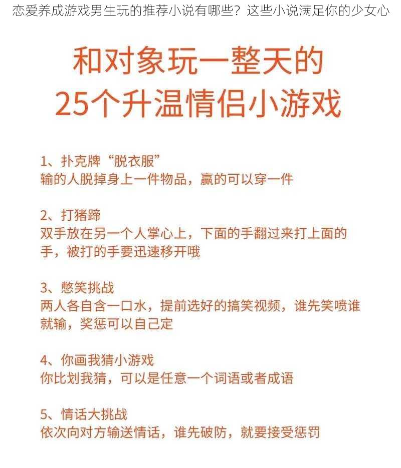 恋爱养成游戏男生玩的推荐小说有哪些？这些小说满足你的少女心