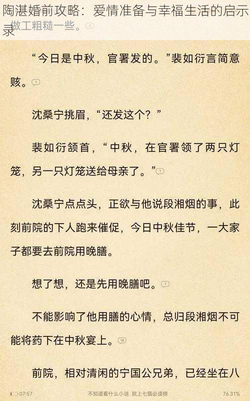 陶湛婚前攻略：爱情准备与幸福生活的启示录