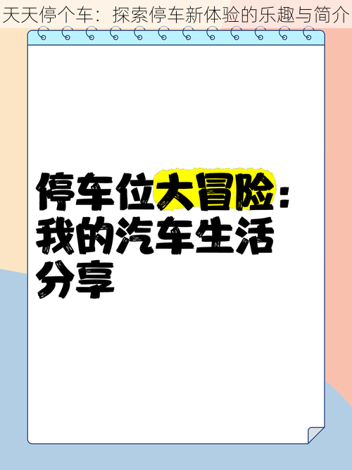 天天停个车：探索停车新体验的乐趣与简介