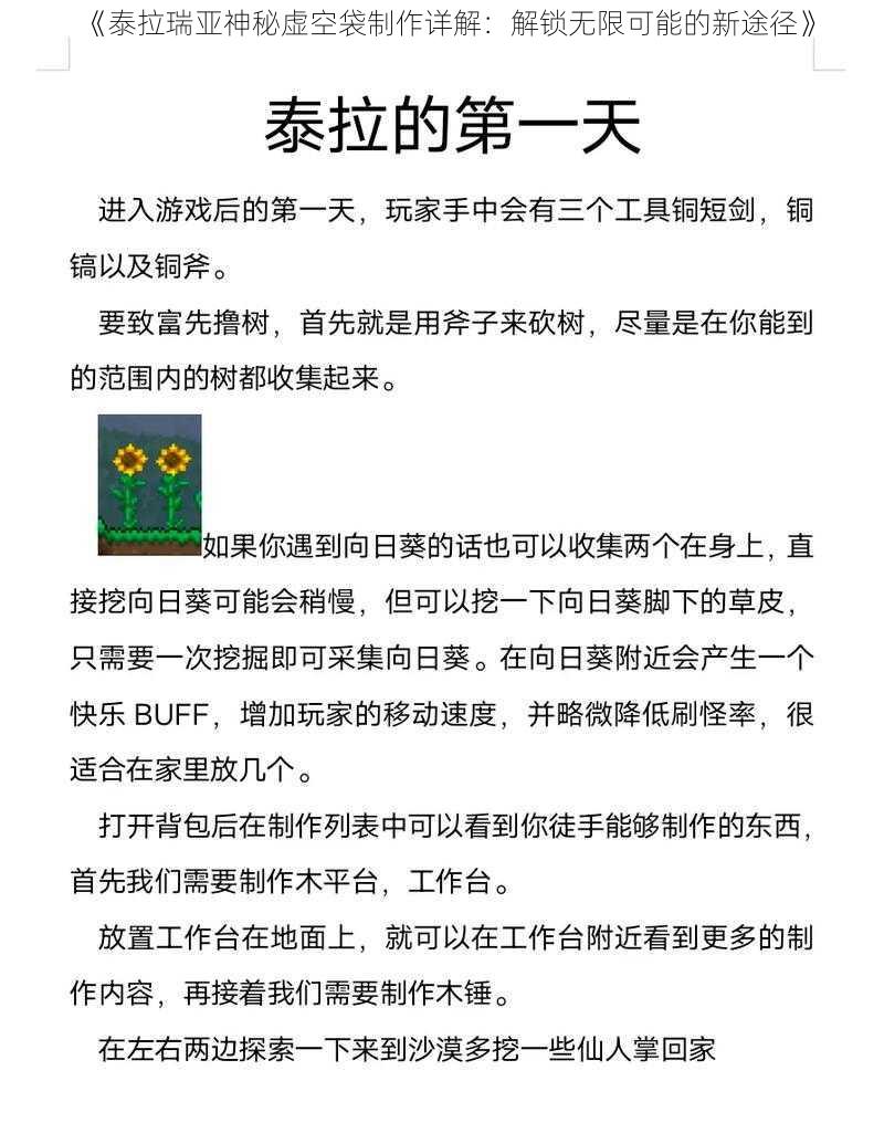 《泰拉瑞亚神秘虚空袋制作详解：解锁无限可能的新途径》