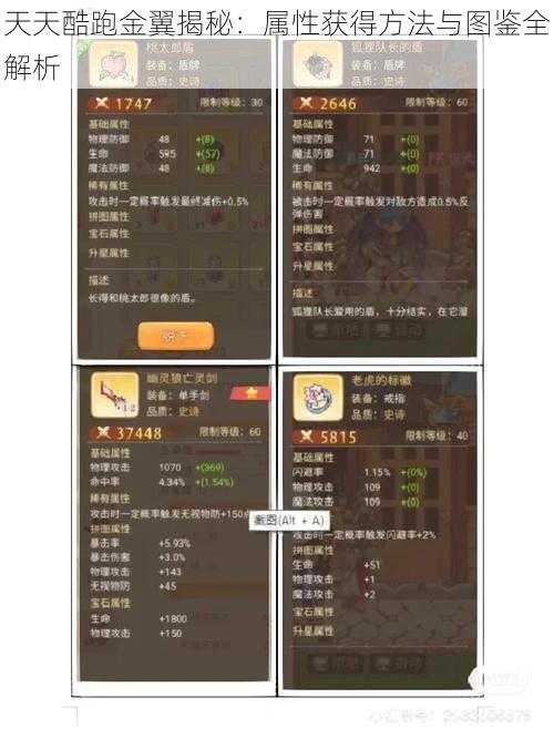 天天酷跑金翼揭秘：属性获得方法与图鉴全解析