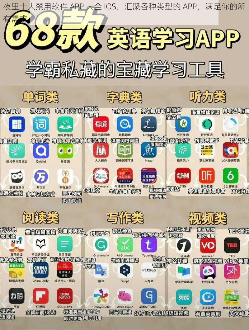 夜里十大禁用软件 APP 大全 IOS，汇聚各种类型的 APP，满足你的所有需求