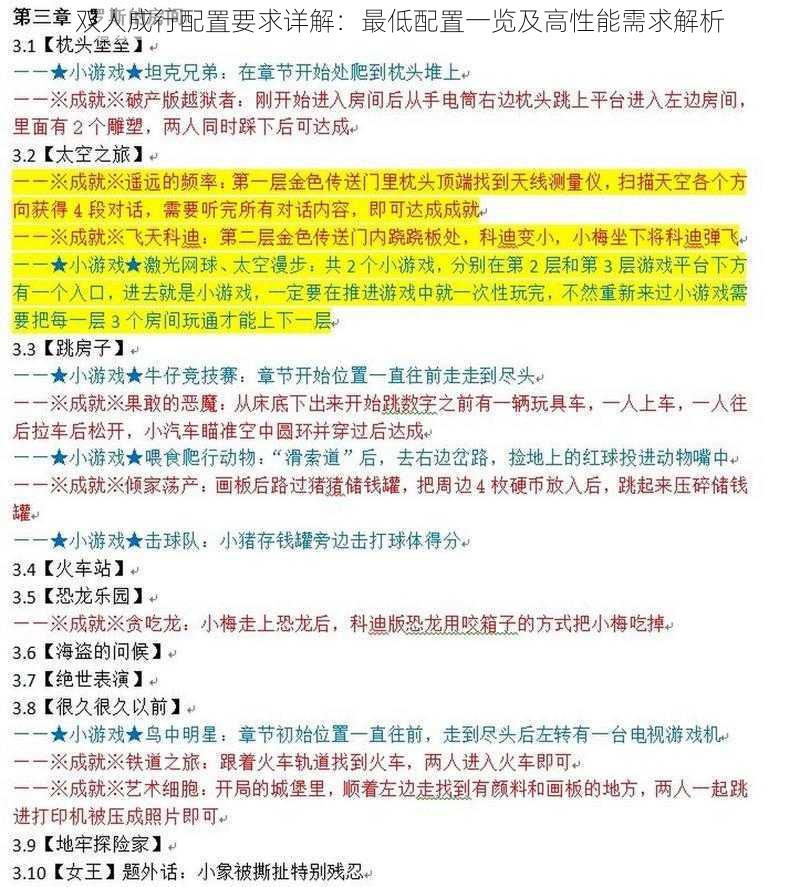 双人成行配置要求详解：最低配置一览及高性能需求解析