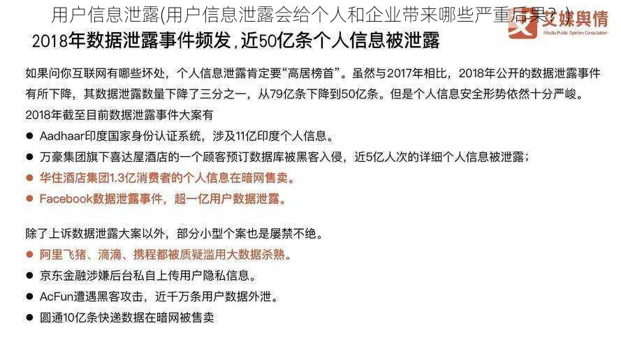 用户信息泄露(用户信息泄露会给个人和企业带来哪些严重后果？)