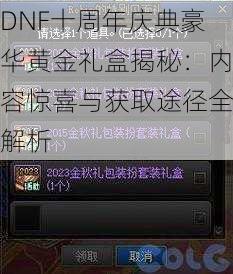 DNF十周年庆典豪华黄金礼盒揭秘：内容惊喜与获取途径全解析