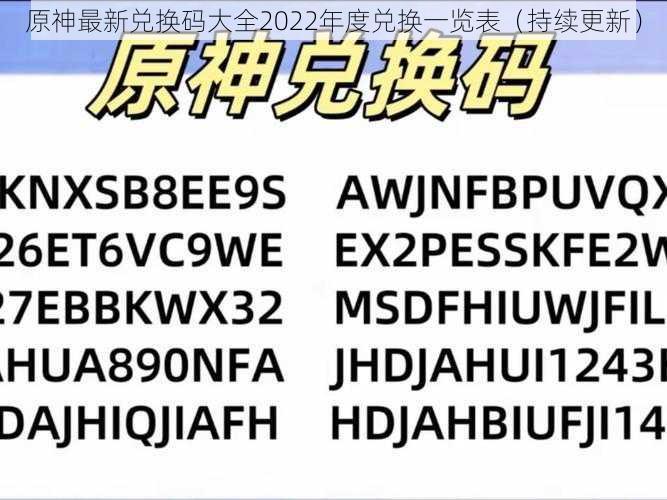 原神最新兑换码大全2022年度兑换一览表（持续更新）