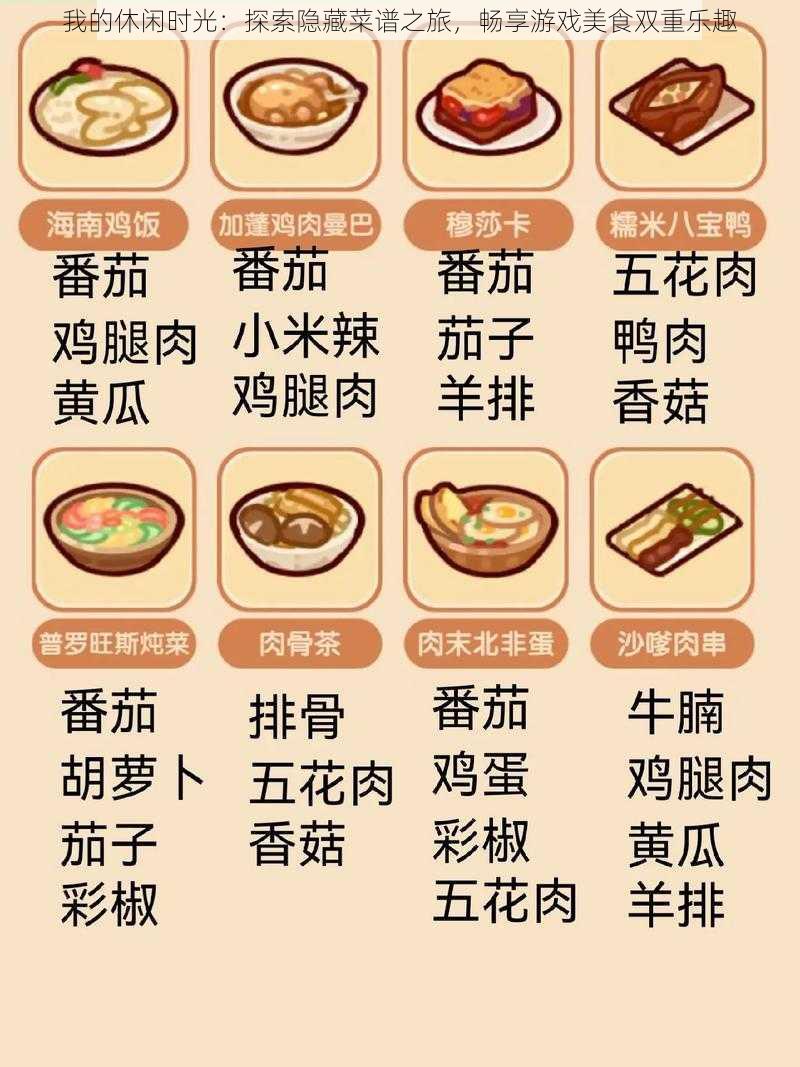 我的休闲时光：探索隐藏菜谱之旅，畅享游戏美食双重乐趣