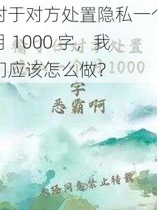 对于对方处置隐私一个月 1000 字，我们应该怎么做？