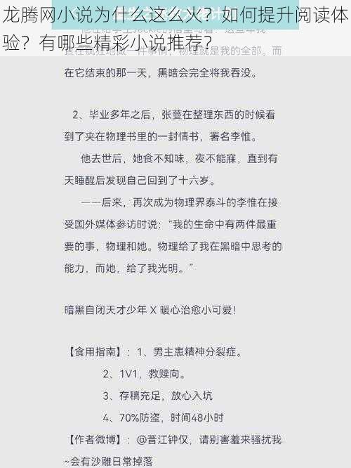 龙腾网小说为什么这么火？如何提升阅读体验？有哪些精彩小说推荐？