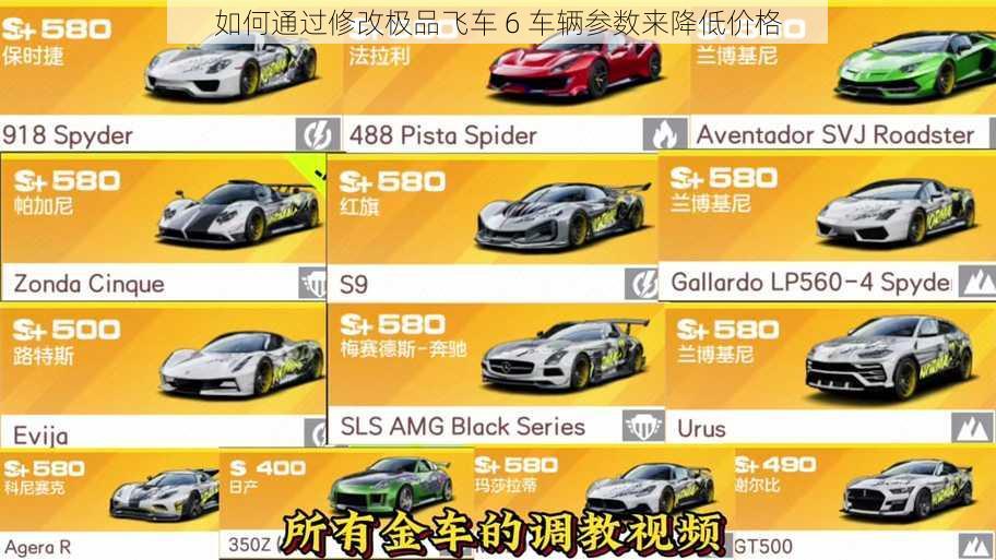 如何通过修改极品飞车 6 车辆参数来降低价格