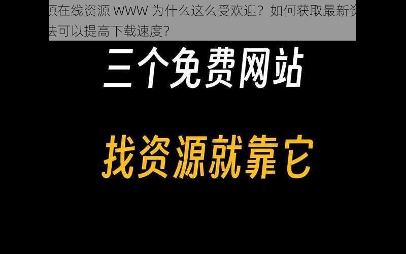 大地资源在线资源 WWW 为什么这么受欢迎？如何获取最新资源？有哪些方法可以提高下载速度？