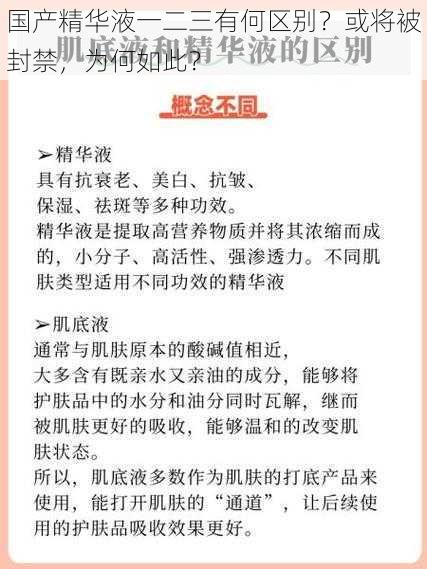 国产精华液一二三有何区别？或将被封禁，为何如此？