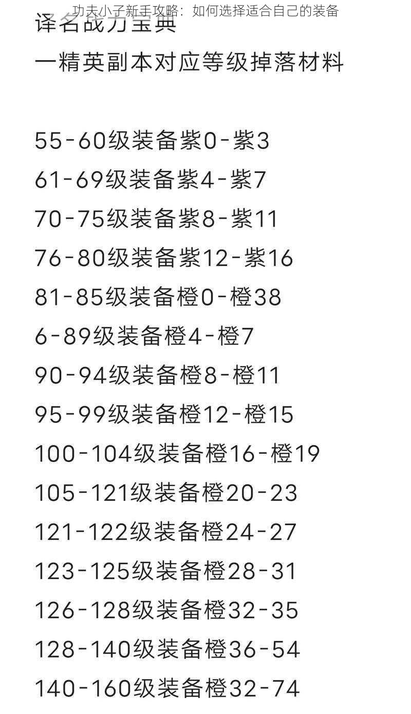 功夫小子新手攻略：如何选择适合自己的装备