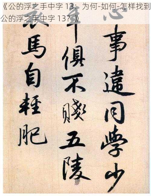 《公的浮之手中字 13：为何-如何-怎样找到公的浮之手中字 13？》