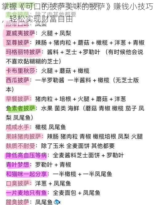 掌握《可口的披萨美味的披萨》赚钱小技巧，轻松实现财富自由