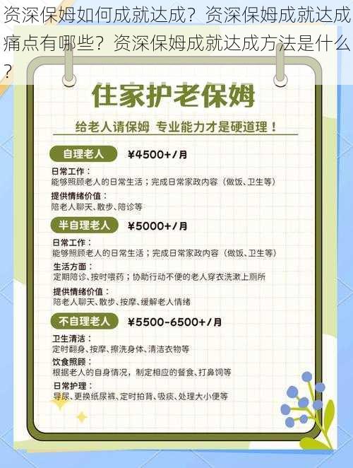 资深保姆如何成就达成？资深保姆成就达成痛点有哪些？资深保姆成就达成方法是什么？