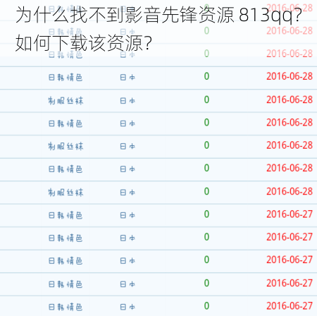 为什么找不到影音先锋资源 813qq？如何下载该资源？
