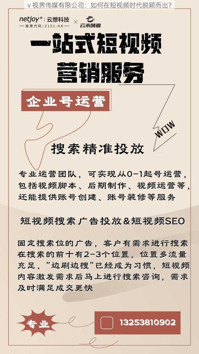 v 视界传媒有限公司：如何在短视频时代脱颖而出？