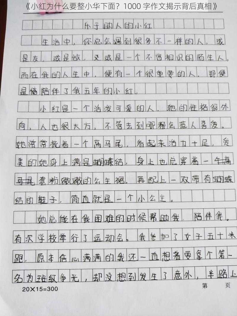 《小红为什么要整小华下面？1000 字作文揭示背后真相》