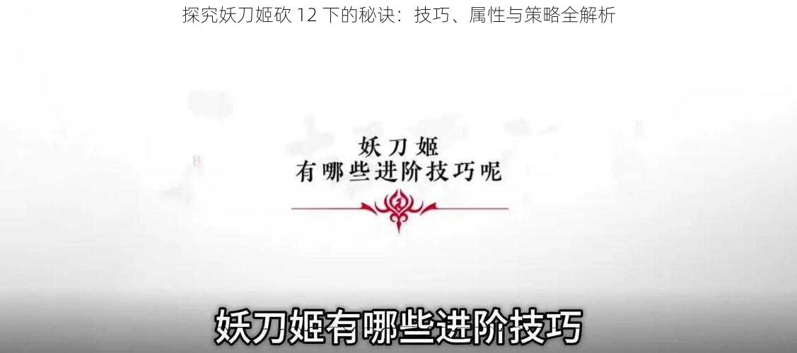 探究妖刀姬砍 12 下的秘诀：技巧、属性与策略全解析