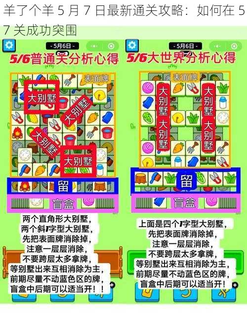 羊了个羊 5 月 7 日最新通关攻略：如何在 57 关成功突围