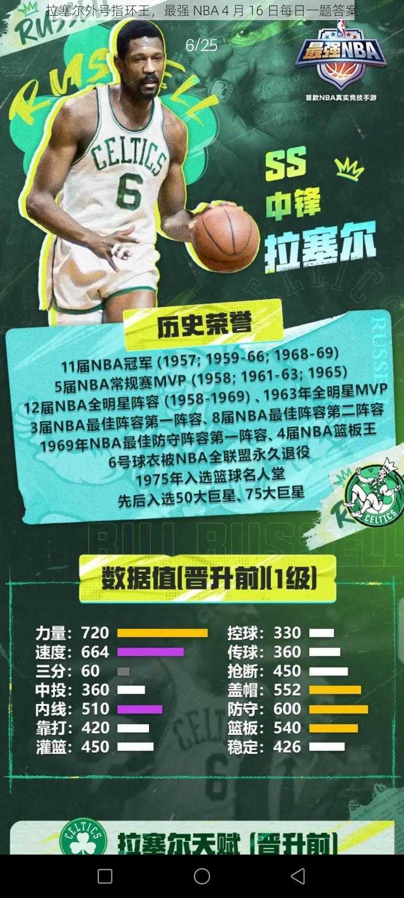 拉塞尔外号指环王，最强 NBA 4 月 16 日每日一题答案